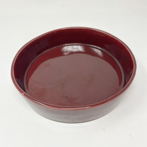 Vintage HAEGER USA Maroon Glazed USA Shallow Round Planter Succulent Dish Bowl - Picture 1 of 3